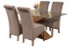 Valencia Oak 160cm Wood and Glass Dining Table with 4 Montana Dining Chairs [Grey Fabric]
