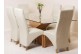 Valencia Oak 200cm Wood and Glass Dining Table with 6 Lola Dining Chairs [Ivory Leather]