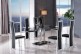 Roma Black Glass Dining Table with 6 Elsa Designer Dining Chairs [Black]