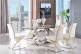 Channel Glass and Polished Steel Dining Table with 4 Zed Designer Dining Chairs [Ivory]