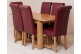 Hampton Solid Oak 120-160cm Extending Dining Table with 6 Washington Dining Chairs [Burgundy Leather]