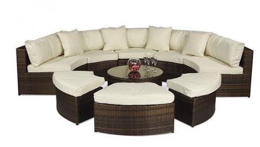 Monaco Rattan Garden Furniture Semi, Semi Circle Sofa Set