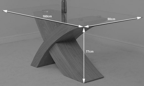Valencia Black 160cm Wood and Glass Dining Table Dimensions
