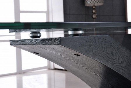 Side of Valencia Black 160cm Wood and Glass Dining Table 