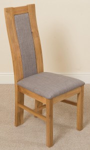 Left Side Stanford Solid Oak Dining Chair [Light Oak and Grey Fabric]