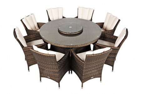 Savannah Rattan Garden Furniture [8 Seat Dining Set Plus Back Cushion] No Parasol