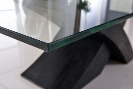Side of Valencia Black 160cm Wood and Glass Dining Table
