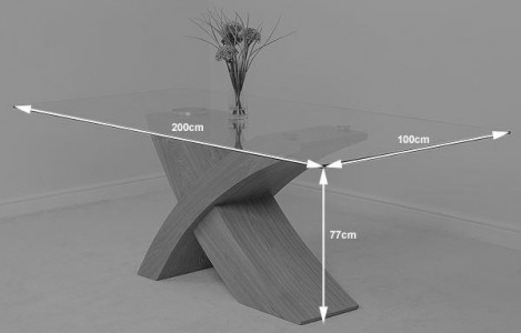Valencia Oak 200cm Wood and Glass Dining Table - Dimensions