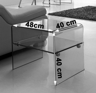 Luna Side Table [Clear Glass] Dimensions