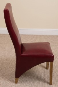Side of Lola Curved Back Leather Dining Chair [Burgundy]