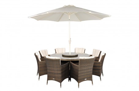 Savannah Rattan Garden Furniture [8 Seat Dining Set Plus Back Cushion]