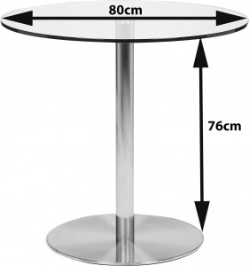 Target Round Glass and Steel 80cm Dining Table with 2 Alisa Dining Chair [Black] Dimensions