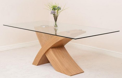 Valencia Oak 200cm Wood and Glass Dining Table