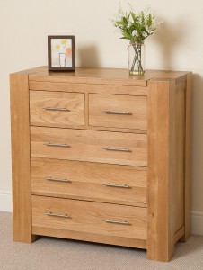 Kuba Solid Oak Chest of Drawers [2+3 drawer] - Right Side