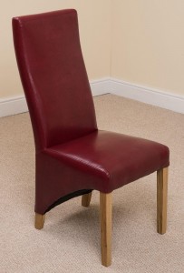 Left Side of Lola Curved Back Leather Dining Chair [Burgundy]