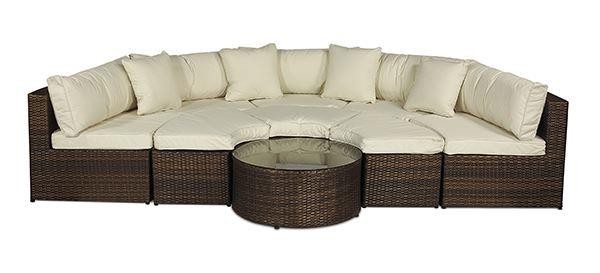 Monaco Rattan Garden Furniture [Semi Circle Sofa Set] no parasol