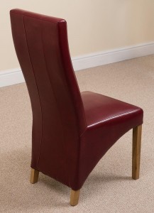 Right Side of Lola Curved Back Leather Dining Chair [Burgundy]