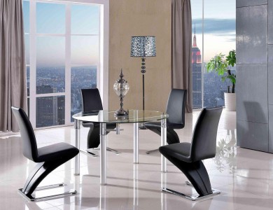 Torino Designer 74cm-120cm Extending Dining Table with 4 Zed Designer Dining Chairs [Black]