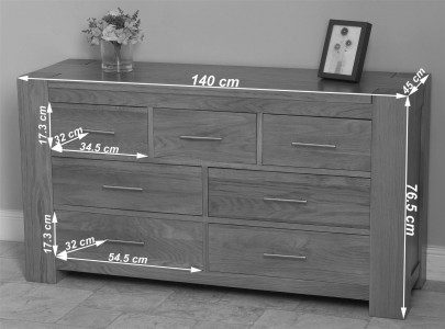 Kuba Solid Oak Chest of Drawers - Dimensions