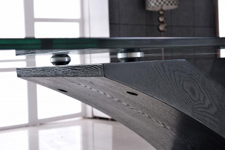 Side of Valencia Black 160cm Wood and Glass Dining Table