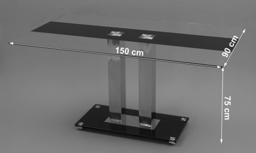 Roma Black Glass Dining Table Dimensions