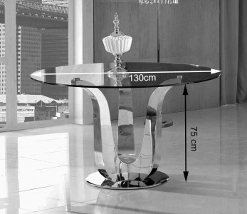 Naples Glass and Polished Steel Dining Table Dimensions