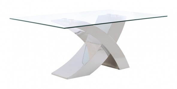 Valencia Modern Glass And Stainless, Stainless Steel Dining Room Table Legs